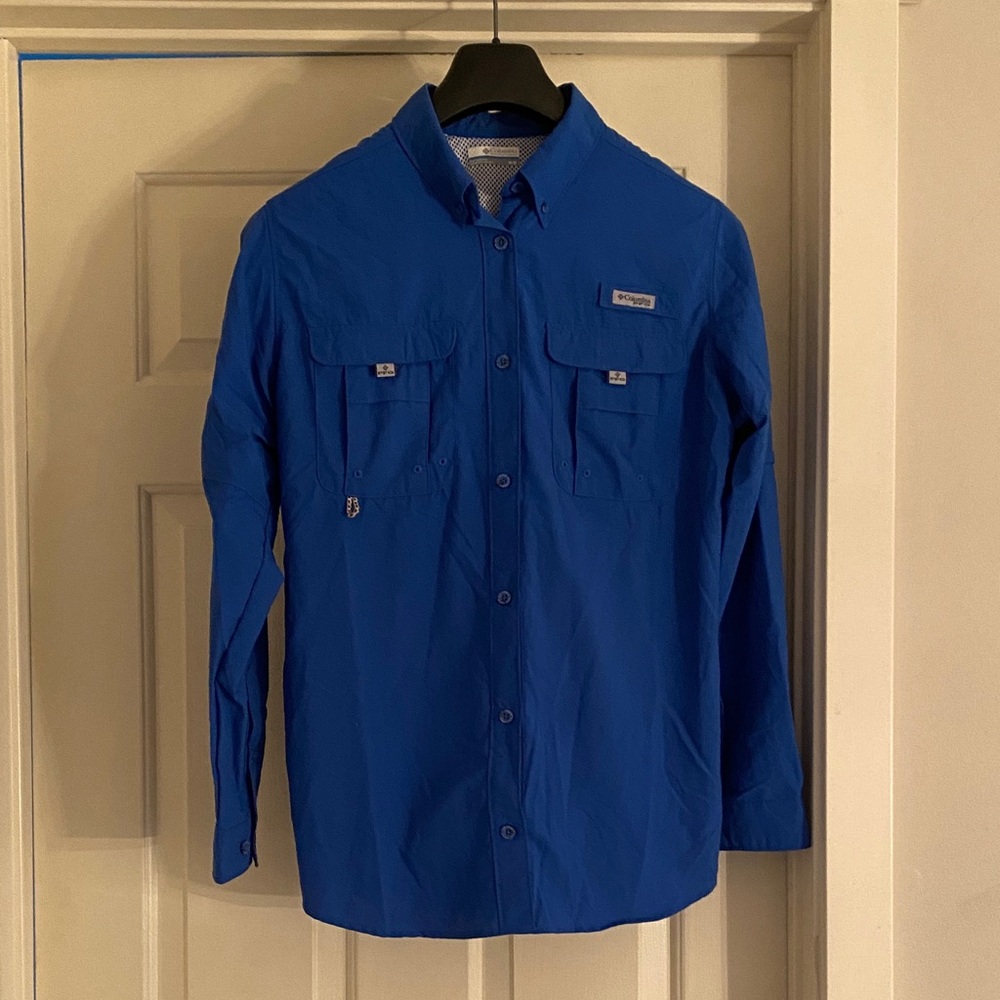 Columbia Blue Long Sleeve Button Down Shirt